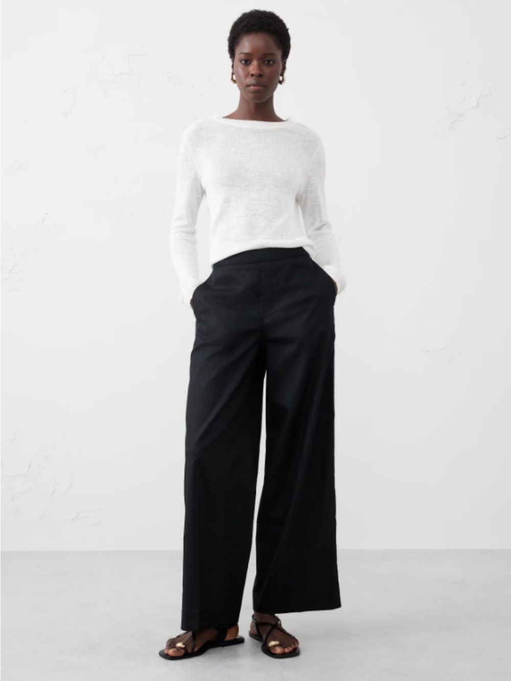 Banana Republic Factory Hayden Wide Leg Linen Blend Pants Black Size Medium